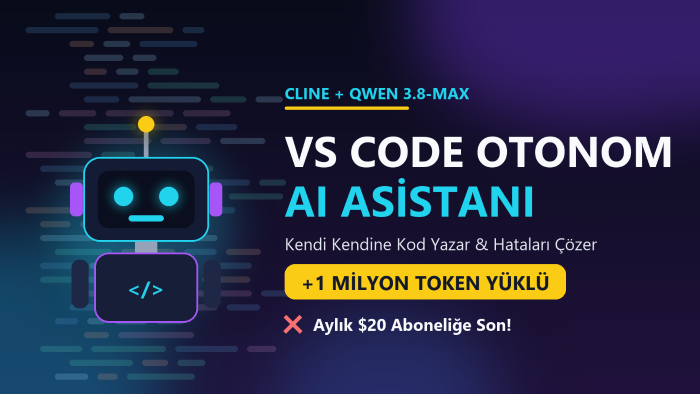 VS Code'a Qwen yapay zeka kurar, 1M token veririm