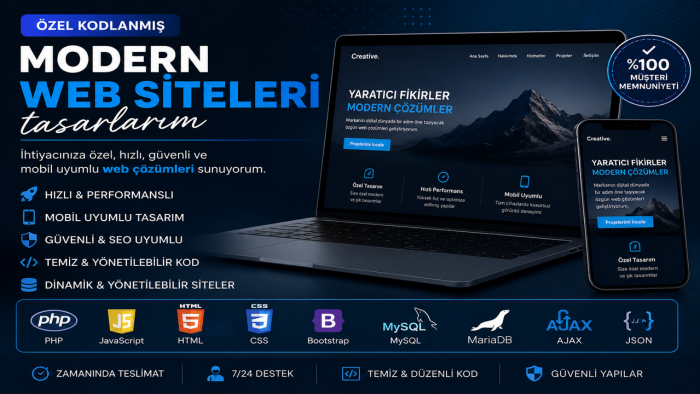 özel kodlanmış modern web siteleri tasarlarım