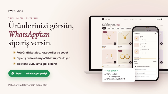 WhatsApp'tan sipariş alan ürün katalog sitesi yaparım