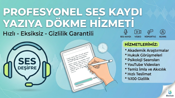 yüksek odak ve gizlilikle ses kayıtlarınızı deşifre ederim