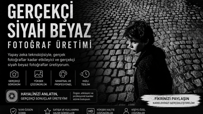 yz kullanarak gerçekçi siyah beyaz fotoğraflar üretiyorum