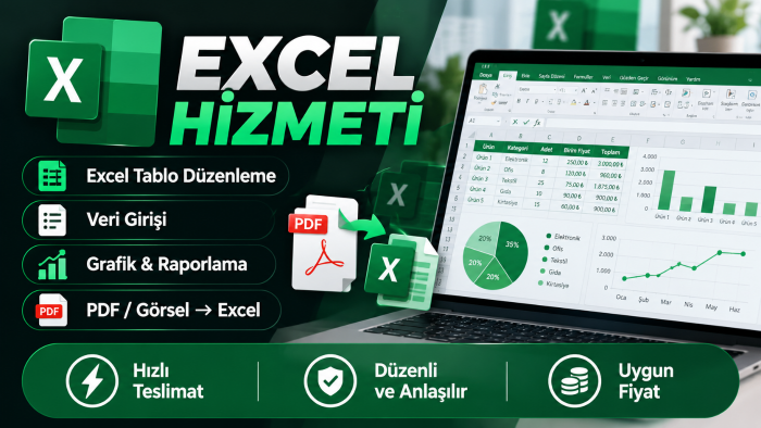 Excel tablolarınızı düzenlerim ve profesyonel hale getiririm