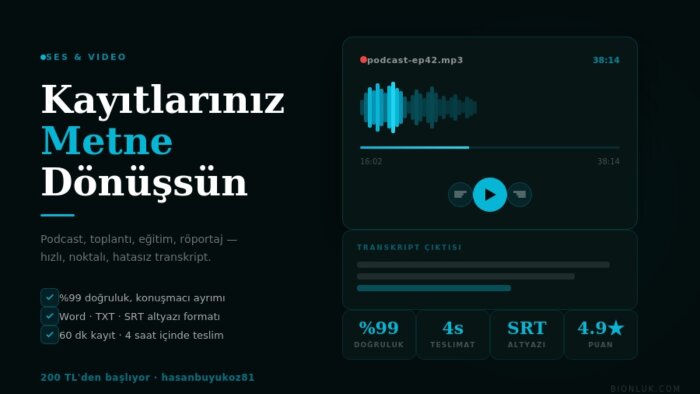 ses ve video kayıtlarını hızlı ve hatasız şekilde hazırlarım