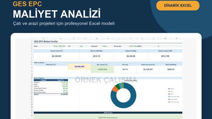 ges projeleri için epc maliyet analiz excel’i hazırlarım