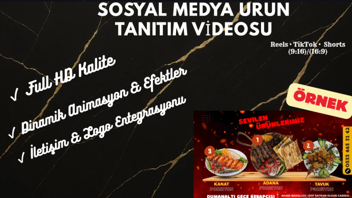 işletmenizin sosyal medya hesaplarına ürün videoları yaparım