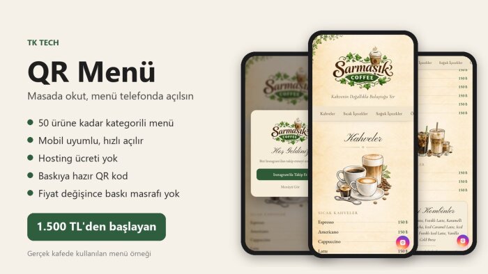 kafe ve restoranınıza modern QR menü hazırlarım