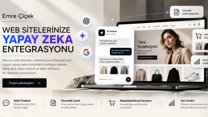 web sitenize yapay zeka özellikleri entegre ediyorum