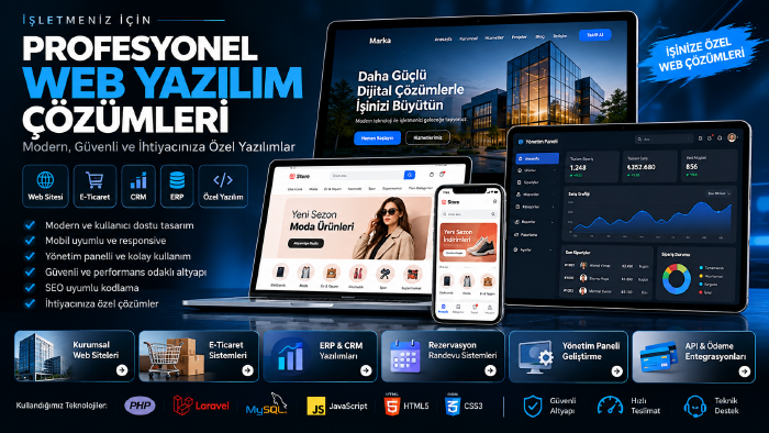 web sitesi, e-ticaret ve özel yazılım geliştiririm