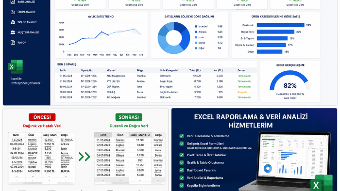 Excel ile profesyonel raporlama çözümleri sunuyorum