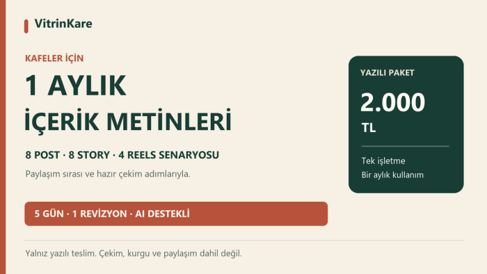 kafeler için 1 aylık Instagram içerik metinleri yazarım