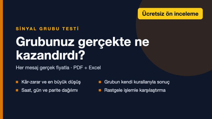 Telegram sinyal grubunuzu geçmiş veriyle test ederim