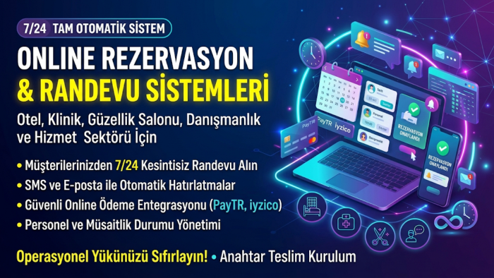 size randevu, rezervasyon ve sipariş sistemi kurabilirim