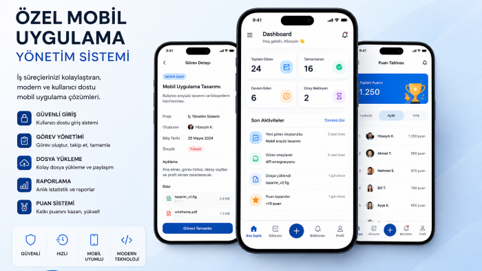 özel mobil uygulama ve yönetim sistemleri geliştiririm