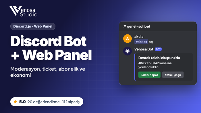 web panelli ve veritabanlı özel Discord botu geliştiririm