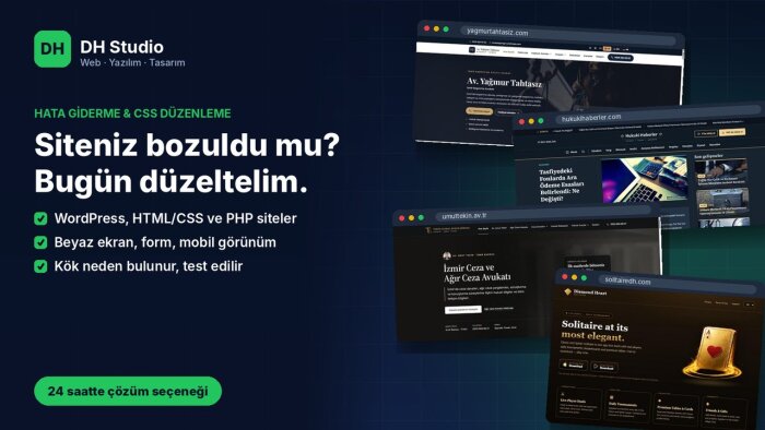 sitenizdeki hataları giderir, CSS ve tasarım düzenlerim