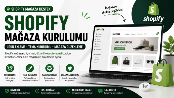 Shopify mağazası için ürün ekleme ve temel kurulum yaparım
