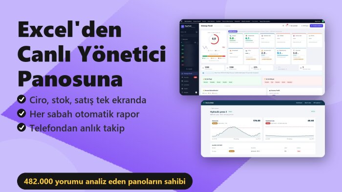 Excel verilerinizden canlı yönetici panosu yaparım