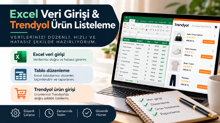 Excel veri girişi ve Trendyol ürünlerini listelerim
