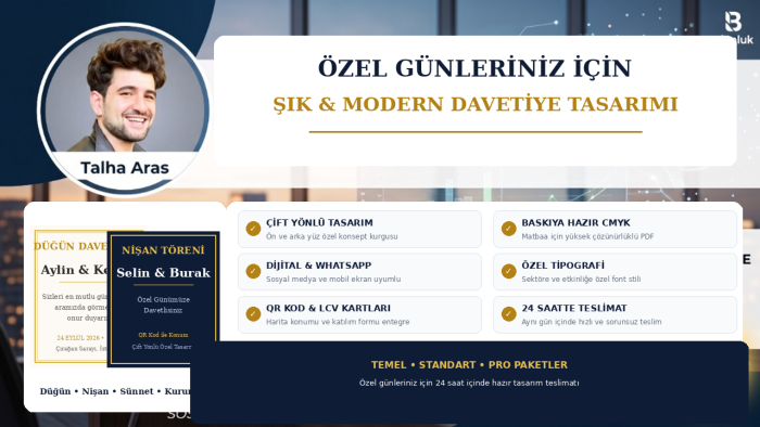 özel günleriniz için baskıya hazır davetiyeler tasarlarım