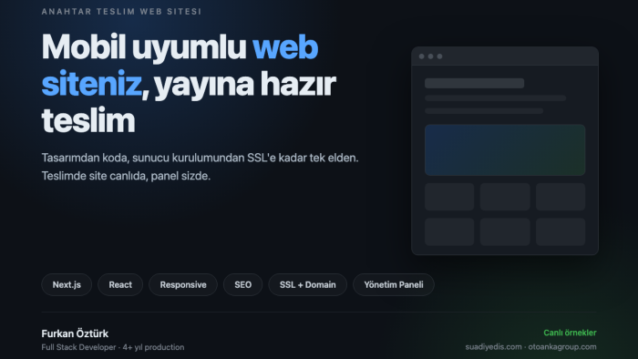 mobil uyumlu web sitenizi anahtar teslim hazırlarım
