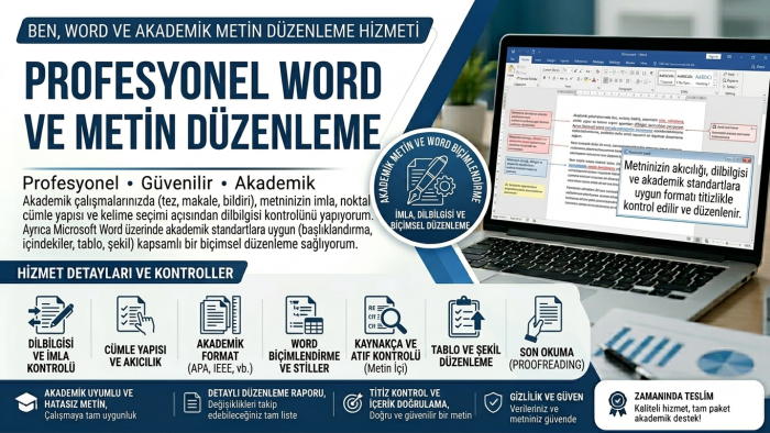 word ve akademik metin düzenleme hizmeti veriyorum