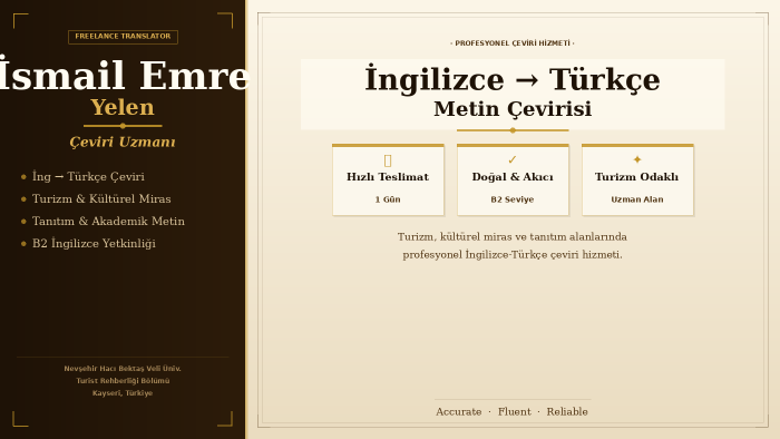 ingilizce dilinde kaliteli çeviri hizmeti sunuyorum