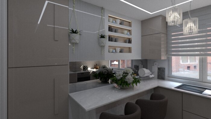 mekanlar için modern 3D mutfak tasarımı ve render hazırlarım