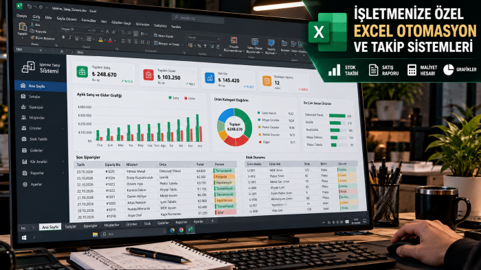 işletmenize özel otomatik Excel takip sistemleri hazırlarım