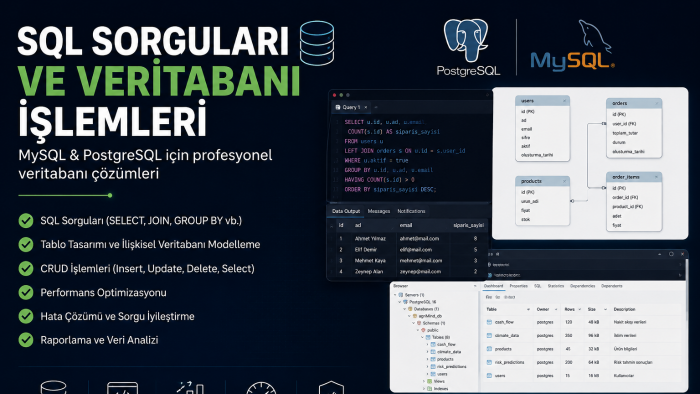 SQL sorguları ve veritabanı işlemleri yapıyorum