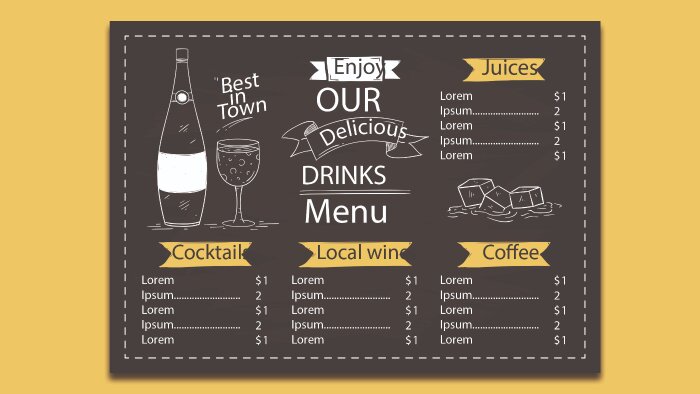 profesyonel cafe, restoran, yemek menüsü tasarlıyorum