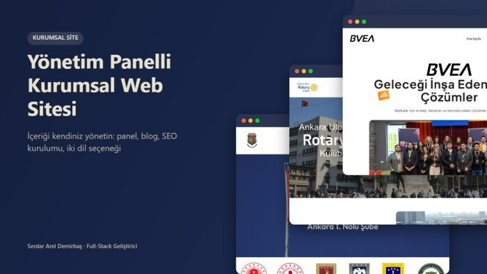 yönetim panelli kurumsal web sitenizi geliştiririm