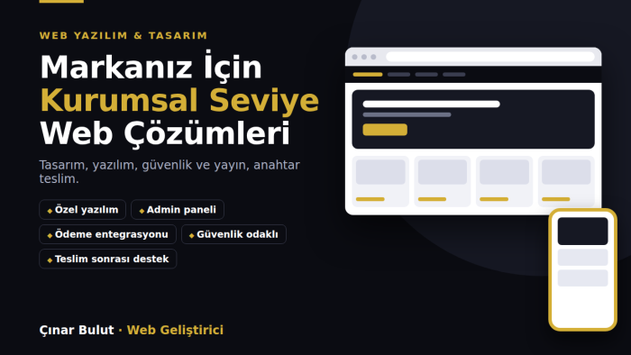 kurumsal seviyede özel web yazılımları geliştiriyorum