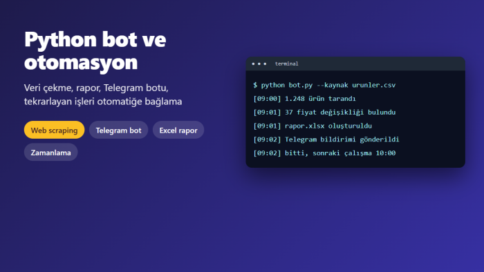Python ile bot ve otomasyon yazılımı geliştiririm