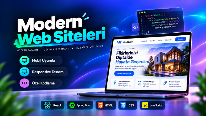 ihtiyacınıza özel modern web siteleri geliştiririm