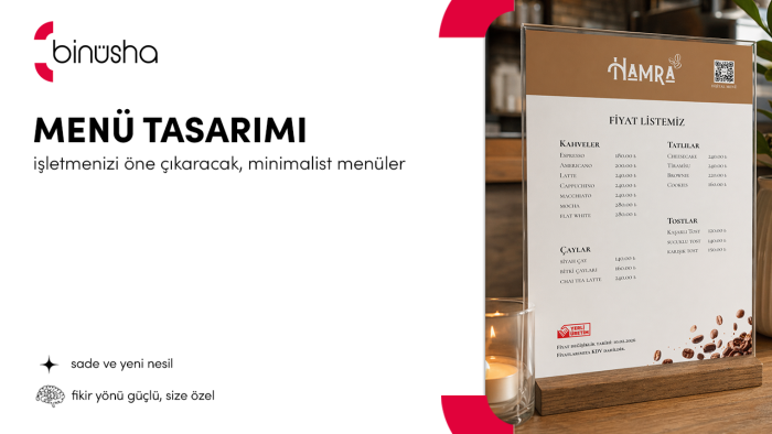 işletmeleriniz için yeni nesil minimalist menüler tasarlarım