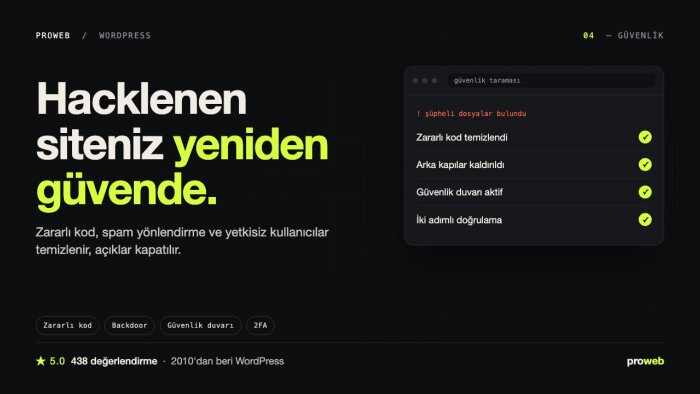 hacklenmiş WordPress sitenizi temizler ve korumaya alırım