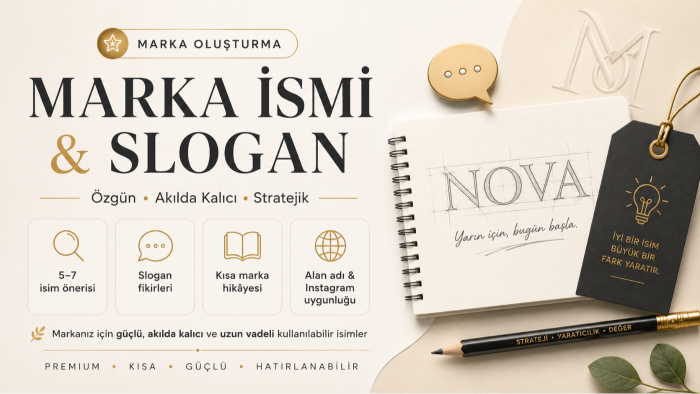 markanız için akılda kalıcı isimler üretirim