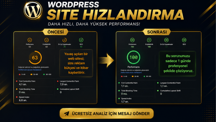 wordpress sitenizin maksimum hızda çalışmasını sağlarım
