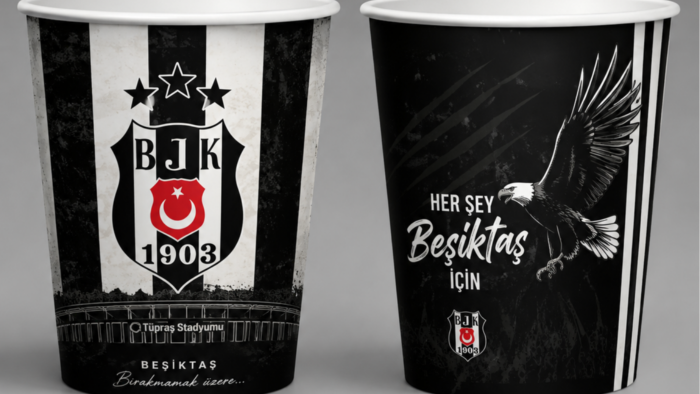 Beşiktaş temalı özgün karton bardak tasarımı yapıyorum