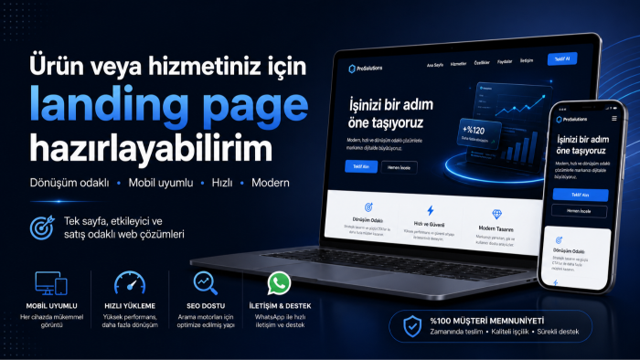 ürün veya hizmetiniz için landing page hazırlayabilirim