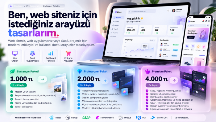 web siteniz için arayüz tasarımı yaparım