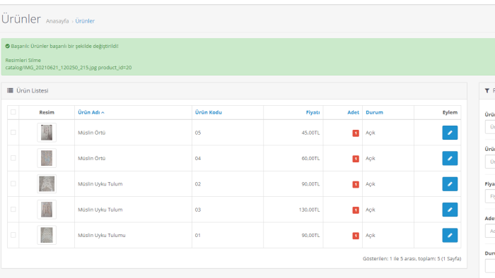 Opencart Ürün silinince resim de silinmesi modülü kurarım