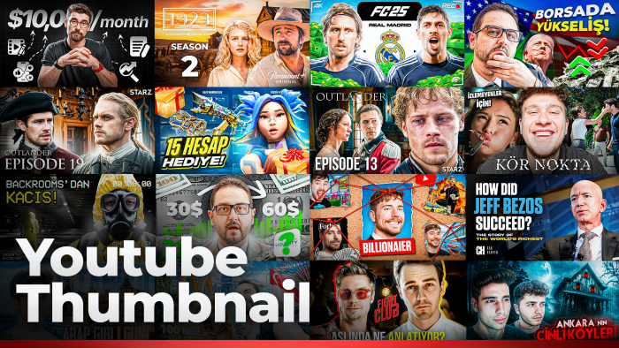 YouTube videonuz için ilgi çekici thumbnail tasarlarım