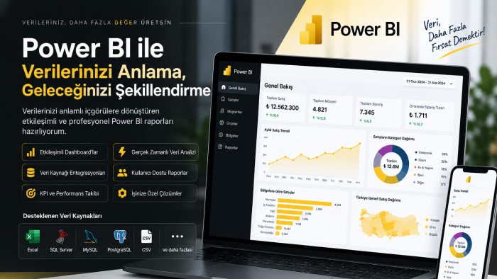 Power BI ile interaktif dashboardlar geliştiriyorum