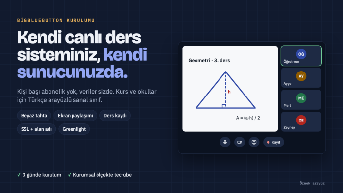 BigBlueButton ile kendi canlı ders sisteminizi kurarım