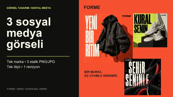 markanız için 3 uyumlu sosyal medya görseli hazırlarım