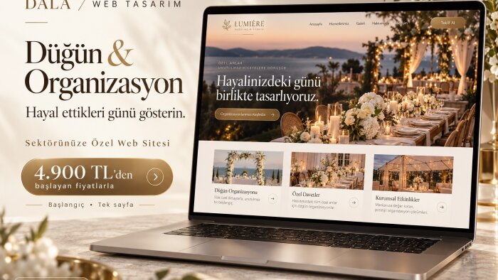 düğün ve organizasyon şirketinize web sitesi tasarlarım