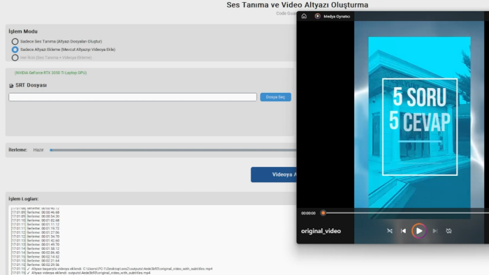 srt ve srs video altyazı ekleme programı yapalirim