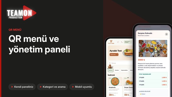 restoran ve kafeniz için QR menü ve yönetim paneli yaparım