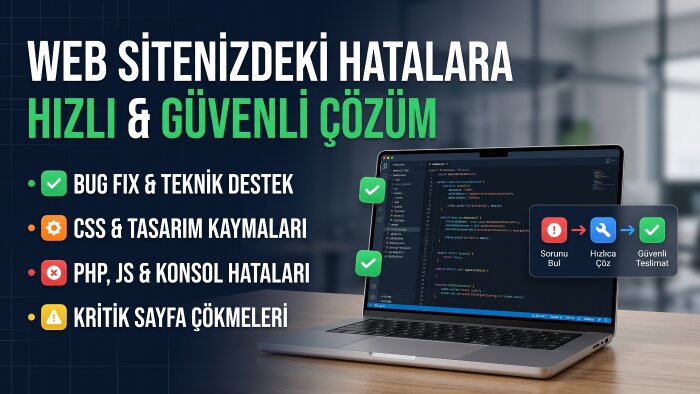 web sitenizdeki teknik hataları ve bug'ları çözerim